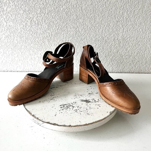 Lane Boots Womens Western Heels Brown Casual Sandals Cowgirl Leather Buckle 9 - Picture 7 of 10